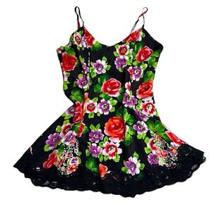 Vintage Victoria’s Secret Gold Label Floral Chemise Nightgown Slip Dress Boudior
